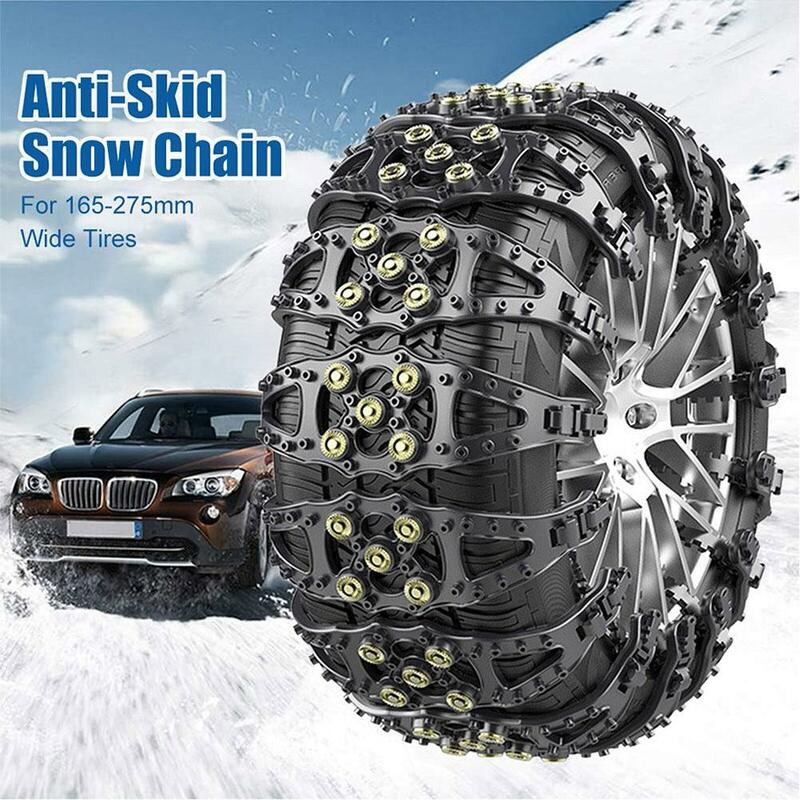 1-8pcs Car Tire Chain Emergency Double Grooves Anti-Skid Chains Mud Emergency Anti-slip Chain For Tire Width 165-275mm