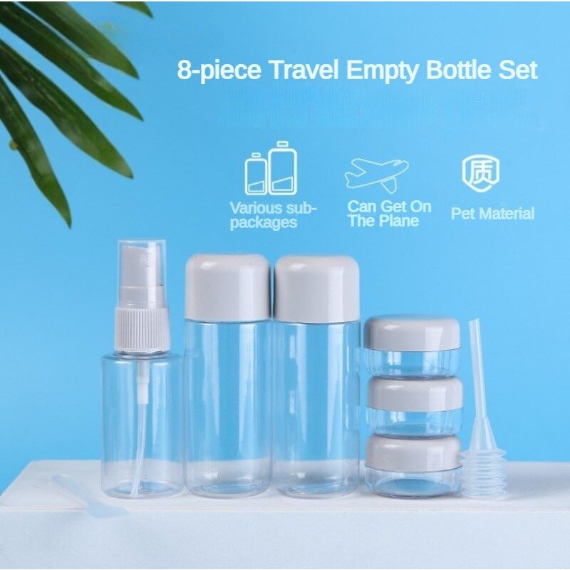 8 buah Set botol isi ulang perjalanan botol parfum multifungsi Losion kosmetik semprot botol peralatan wadah portabel