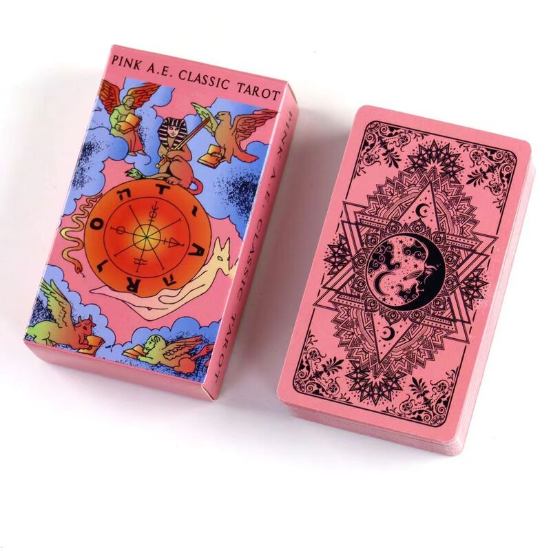 Pink A.E.Tarot Deck 78 Classic Tarot Cards for Beginners Rider Tarot System Pocket Size 10.3*6cm