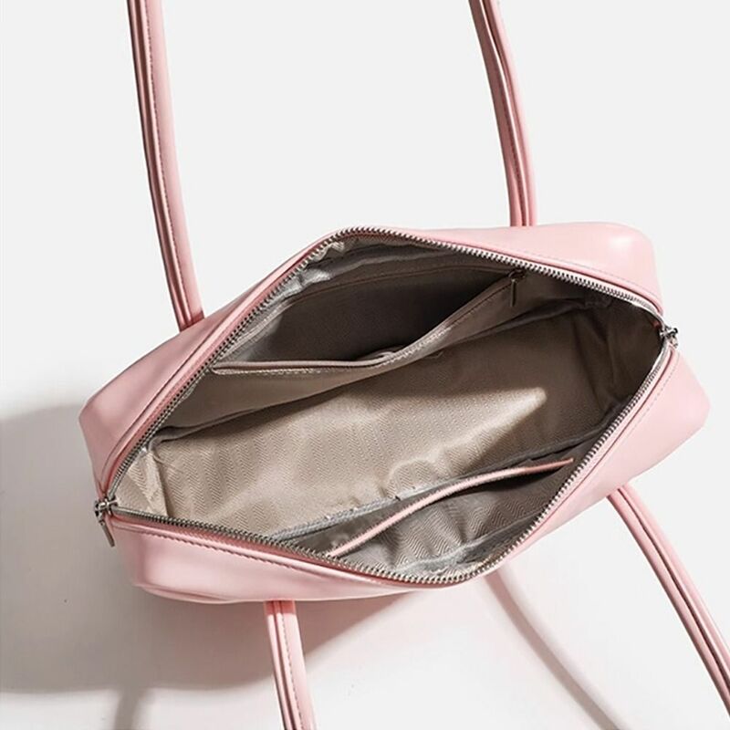 Retro Shoulder Bags Trend Solid Color Long Handle Handbags Pu Advanced Sense Bolsas Women