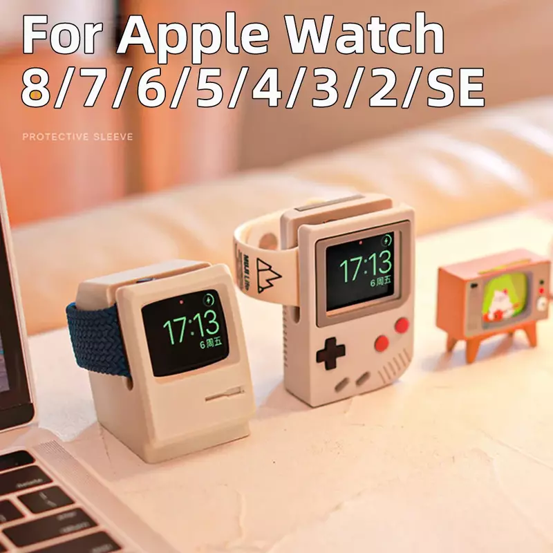 Настольная подставка для Apple Watch, настольная зарядная подставка в стиле ретро, для iWatch 8 7 6 5 4 3 2 SE, силиконовая док-станция