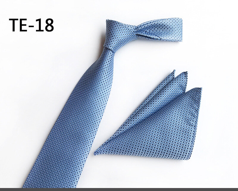 Classic 8CM Print Tie Pocket Square 2-piece Set for Party Office Business Wedding Gift Necktie Handkerchief