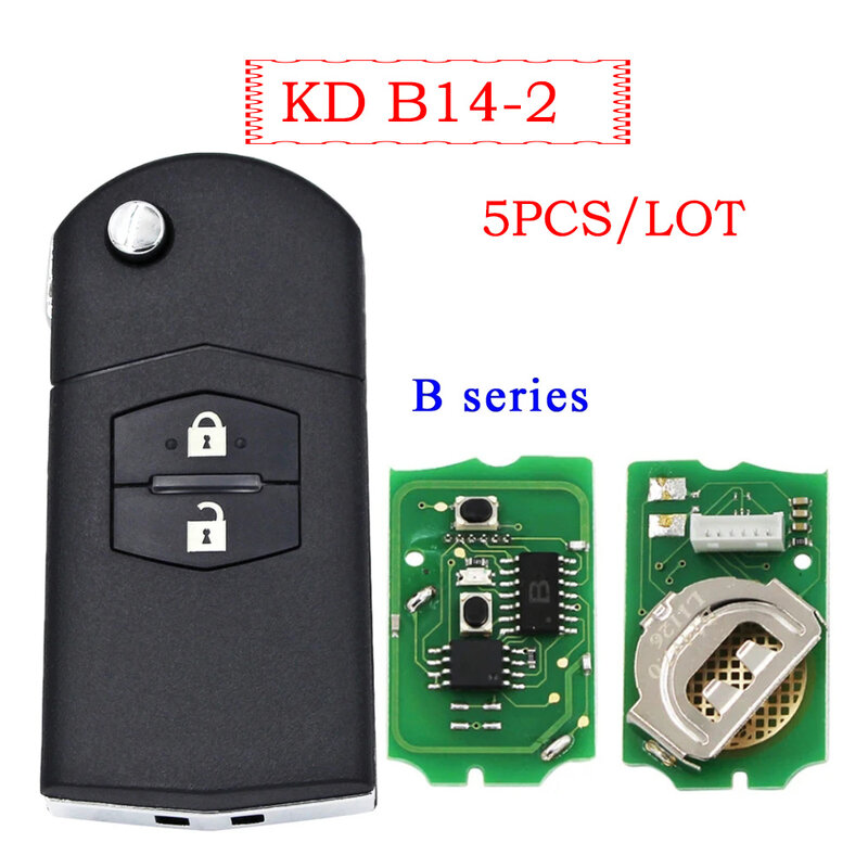 KEYDIY B14-2 2 단추 범용 KD 리모컨 B 시리즈, KD-MAX KD900 KD900 + URG200 KD-X2 미니, 마쓰다용, 로트당 5 개