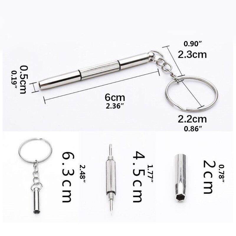 Multifunction 3 in 1 Metal Mini Screwdriver Keychain for Key Ring Flat for Head