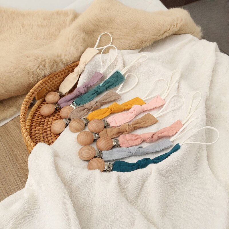 Cadena chupete lino y algodón, soporte para chupete, Clips para chupetes, regalo hecho a mano para bebé