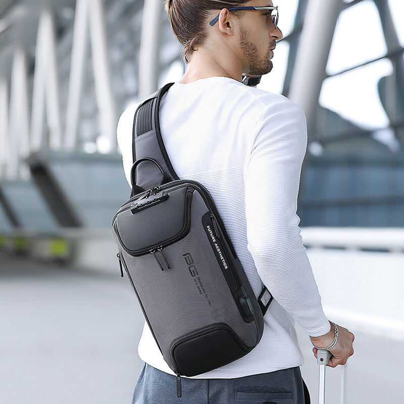 Новинка 2024, роскошная мужская нагрудная сумка, уличная дорожная сумка через плечо с USB-зарядкой, водонепроницаемая сумка через плечо с защитой от кражи и царапин