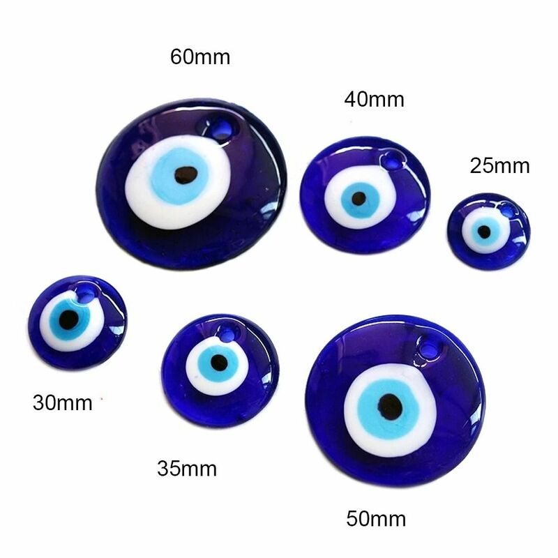 Okrągłe Evil Eye wisiorki koraliki akcesoria jubilerskie 25/30/40/60MM klasyczne szczęśliwe niebieskie oko Unisex szczęśliwe niebieskie oko wisiorek oko prezenty dla dziewcząt