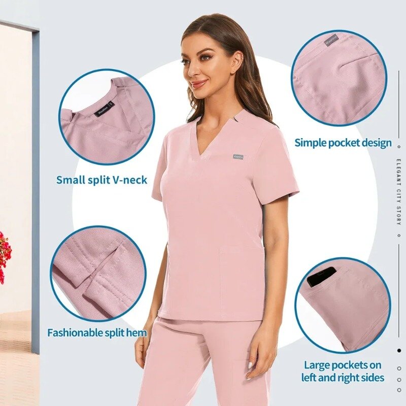 Medical Supplies Nurse Scrub Tops Medical Uniform Doctor Nurse Uniform Clinical Workwear Surgical Scrubs Shirt Clothes Blouse
