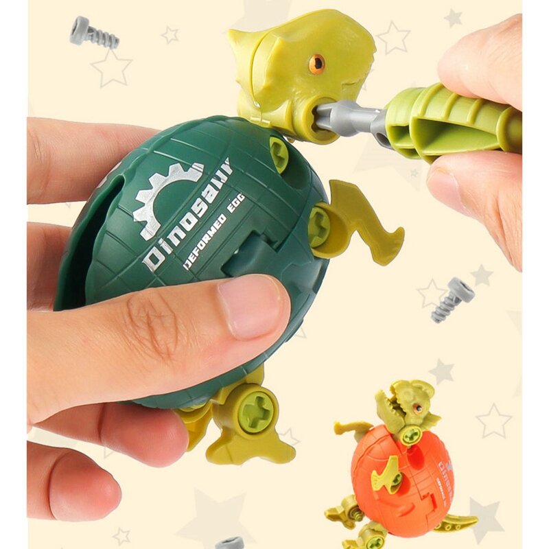 Juguete de ensamblaje de tuercas de dinosaurio deformadas para niños, ensamblaje de huevo de dinosaurio, modelo de bloque de construcción, combinación de dinosaurio, juguete para niños