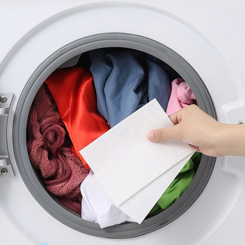 50ชิ้นแผ่นสีสำหรับเก็บรวบรวมกระดาษดูดซับสีผ้าสีสำหรับเครื่องซักผ้าดูดซับได้อย่างรวดเร็วลบสีวิ่งออก