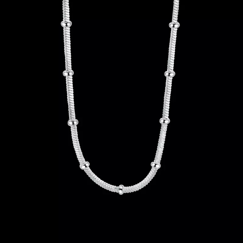 Corrente de Cobras 925 prata esterlina para mulheres, lindo colar de contas, joias de luxo, presentes de casamento 45-60cm