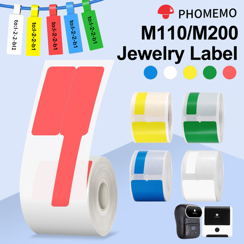 Phomemo M110 M200 M220 Label Papier Runde F-typ Schmuck Thermische Papier Aufkleber Multi-Zweck Label Band Selbst-klebstoff Papier