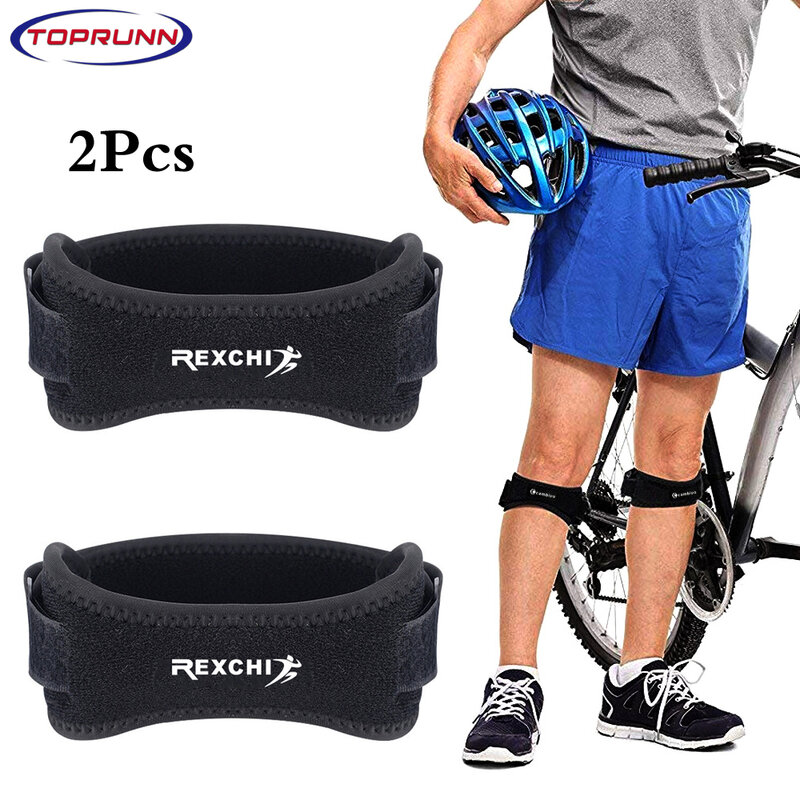 TopRunn 2 pezzi cinturino per Patella per ginocchiera per alleviare il dolore e stabilizzatore per Patella, corsa, escursionismo, calcio, squat, ciclismo e altri sport