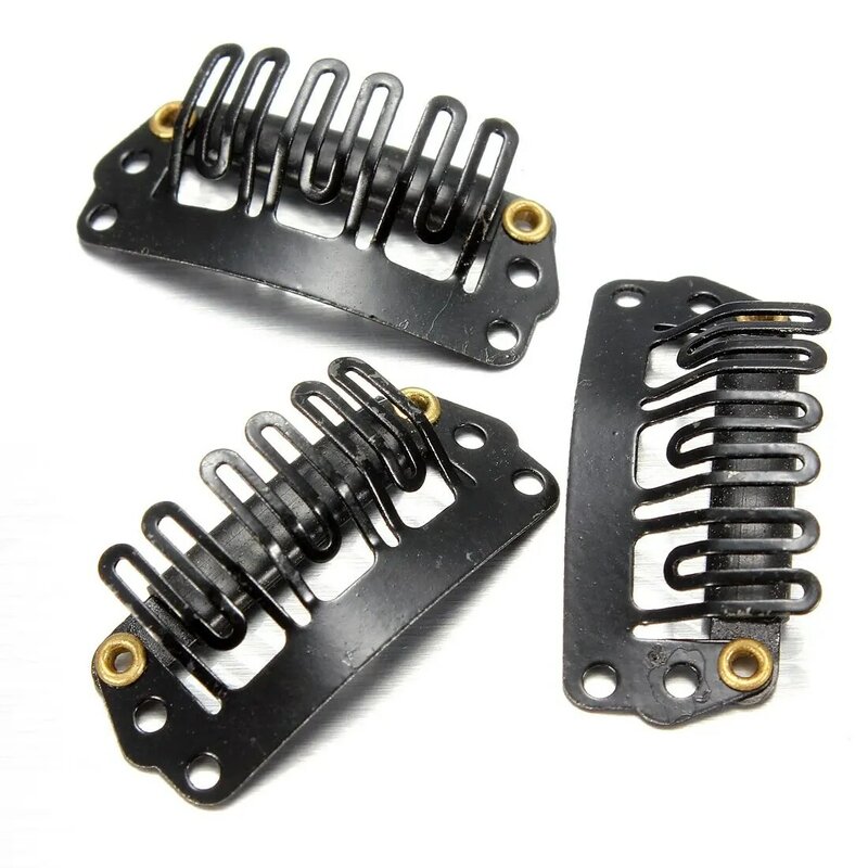 40pcs U-shaped clamp For Hair Extensions Wig Clips DIY Comb Black Frame
