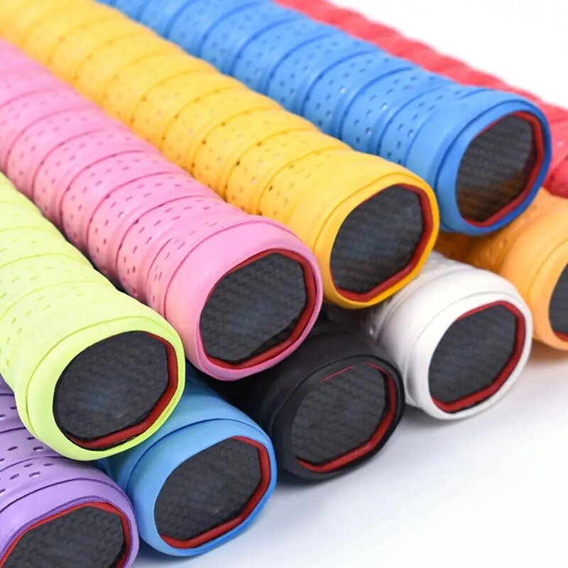 Rod Handle Grip Resilient Sweat-absorbent Faux Leather Winding Strap Non-slip Moisture-wicking Soft Badminton Grip Sweatband