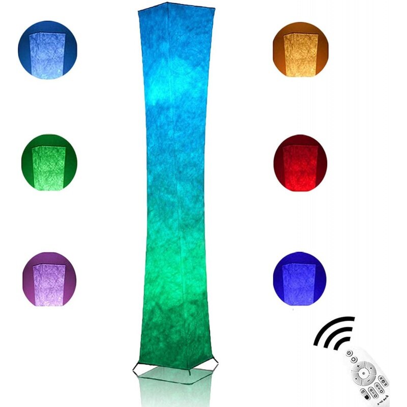 LEONC 게임 룸 및 TV용 소프트 라이트 플로어 램프, RGB 색상 변경 LED, Tyvek 원단 쉐이드, 스마트 앱 제어, 호환 가능, 65 인치