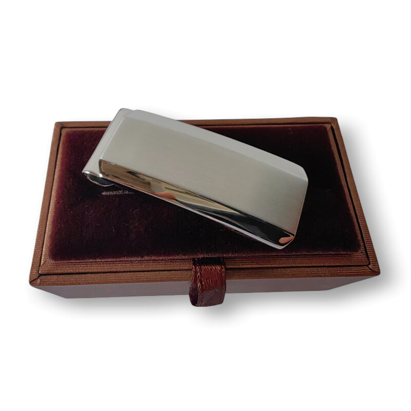 Fermasoldi da uomo in acciaio inossidabile argento porta contanti morsetto per banconote in metallo sottile tasca ID cartella per carte di credito per regalo