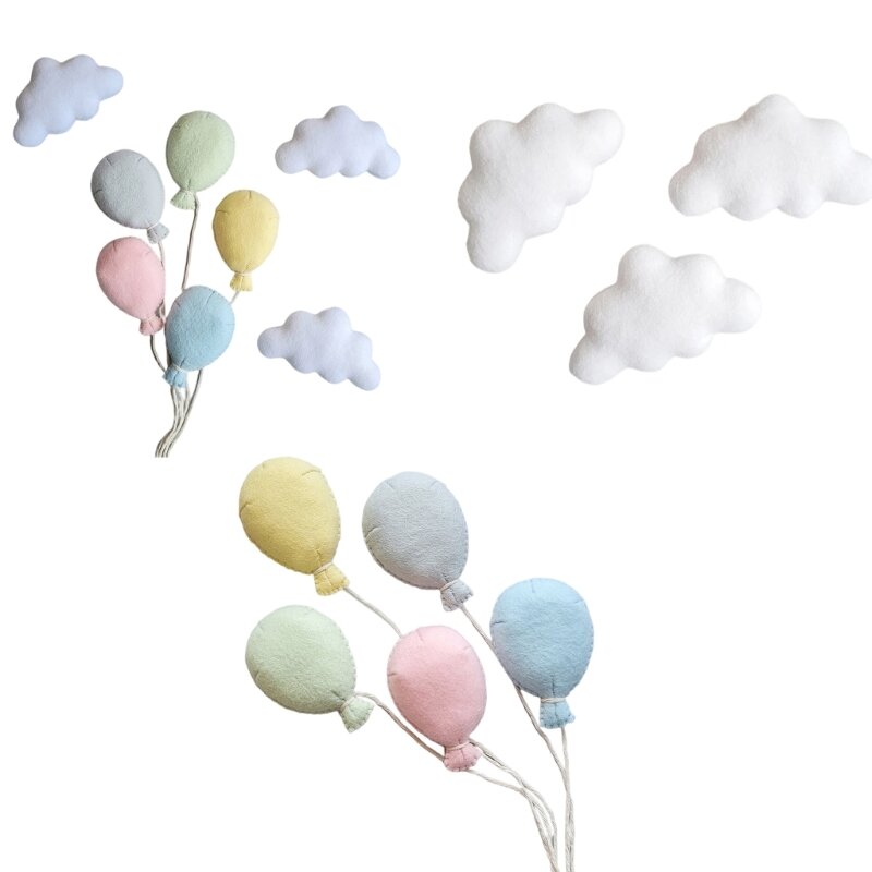 67JC accesorios para fotos de recién nacidos, conjunto de nubes de fieltro y globos, decoración de fondo para sesión de fotos de bebé