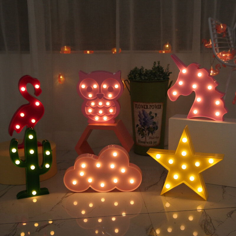 30cm LED luci notturne per bambini Flamingo Unicorn Led lampada a sospensione lampada a LED ananas Cactus Star Luminary lampada da parete lampada da parete