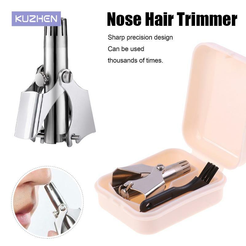 Nose Trimmer Set For Men Stainless Steel Nose Razor Shaver Manual Washable Nose Ear Hair Trimmer With Brush High Quality