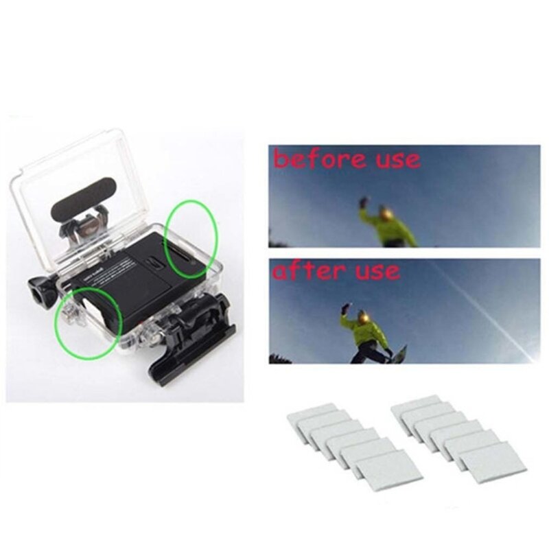 Yyds 12 peças reutilizáveis anti-nevoeiro filme de remoção de umidade defogger para herói 10 9 8 7 6 5 4 3 + 3 2 1 câmera acessórios