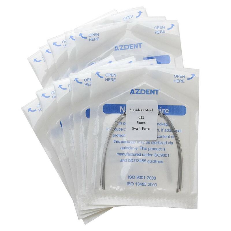 10ชิ้น/แพ็ค AZDENT ทันตแพทย์จัดฟัน Arch สายสแตนเลสรอบ/สี่เหลี่ยมผืนผ้ารูปไข่รูปแบบ Ortho Arch Wire อุปกรณ์หมอฟัน