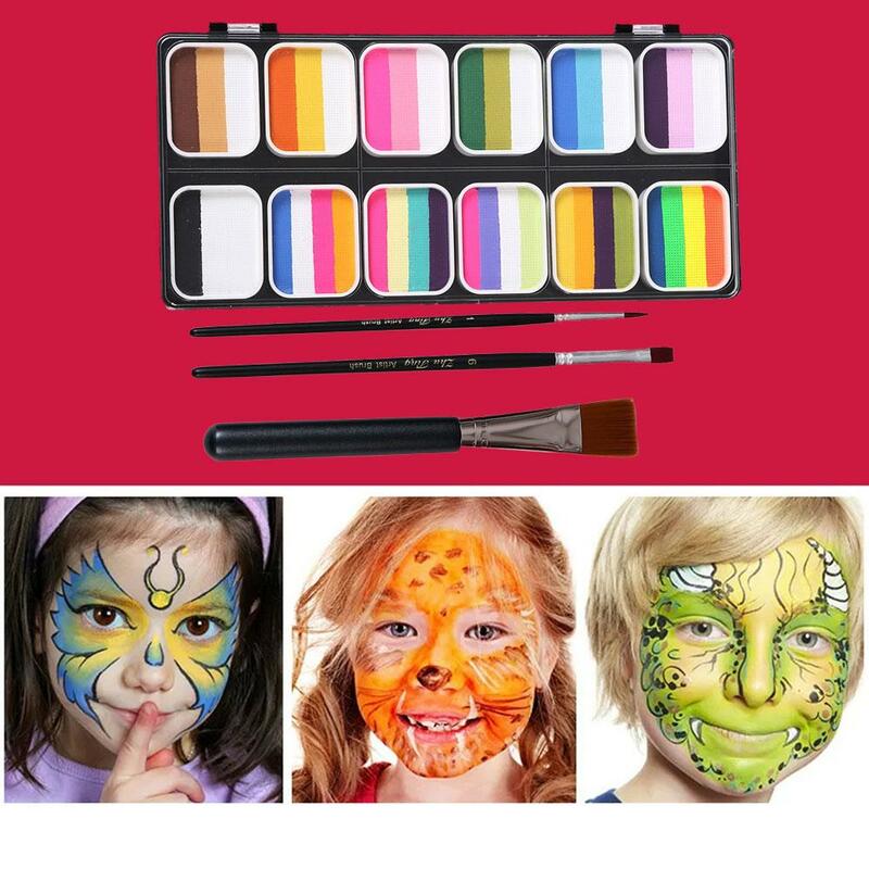 Pintura facial y corporal para Halloween, maquillaje Flash, vestido, pincel, kit de cosplay, paleta de pintura facial, belleza con wi L8M3