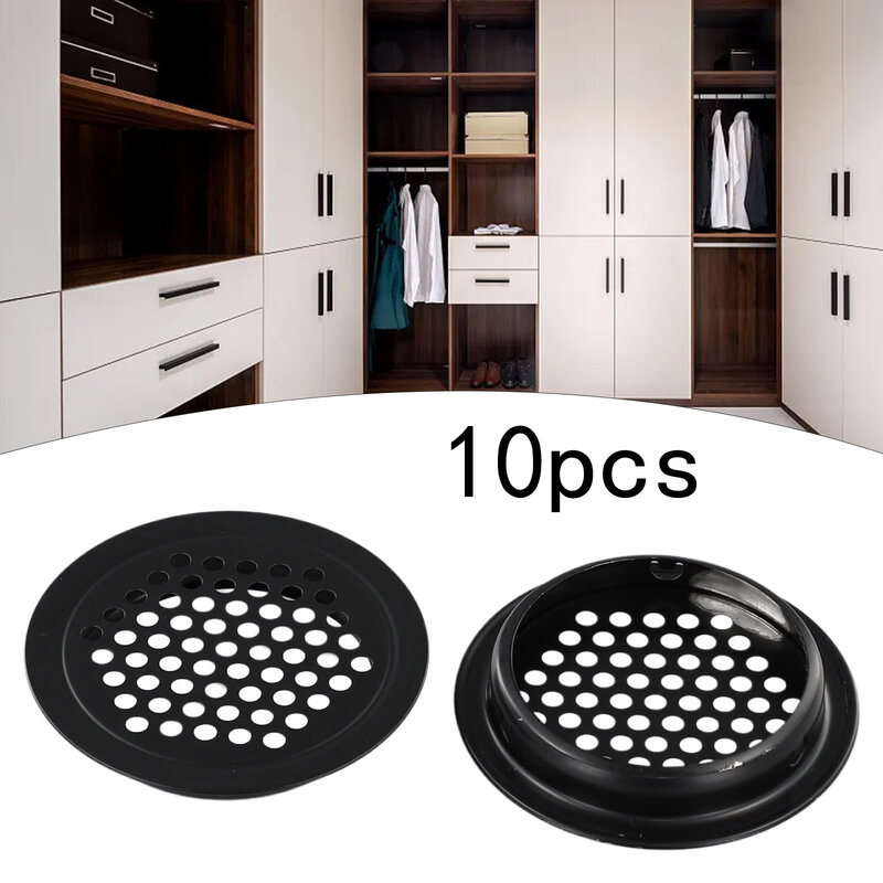 10pcs Round Cabinet Air Duct Vent Dia.19mm-53mm Steel Louver Mesh Hole Plug Decoration Cover Wardrobe Grille Ventilation Systems