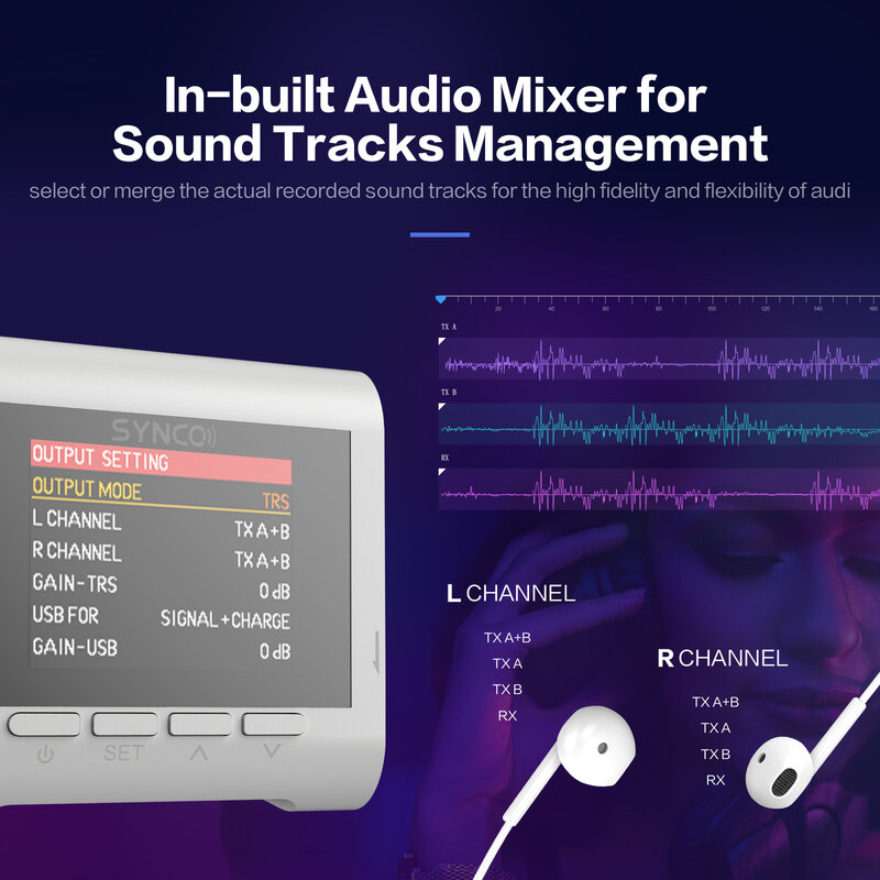 Synco-micrófono inalámbrico de grabación Lavalier G3, sistema todo en uno, Audio, vídeo, grabación de voz, para iPhone, Android, Smartphone