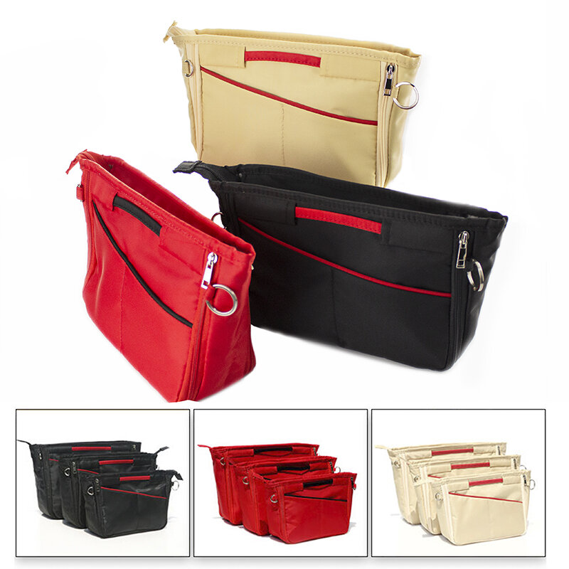 TINBERON Bag Organizer Make Up Cosmetic Bag Fits For luxury Bag liner Handbag Purse Travel Insert Toiletries Storage Bag Nylon