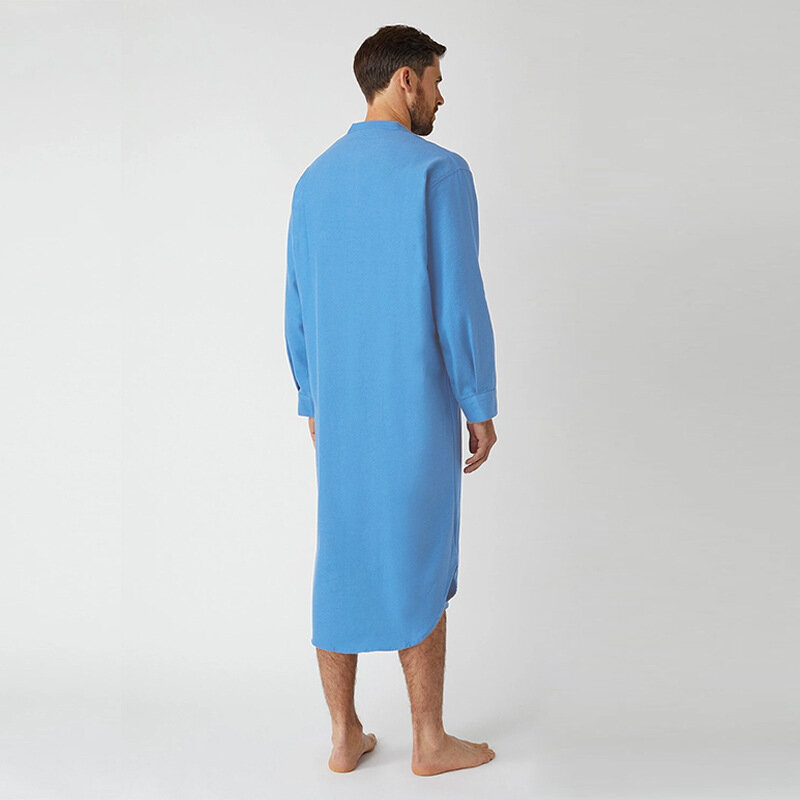 Ближневосточная мусульманская однотонная Арабская рубашка с длинным рукавом на пуговицах мужская одежда