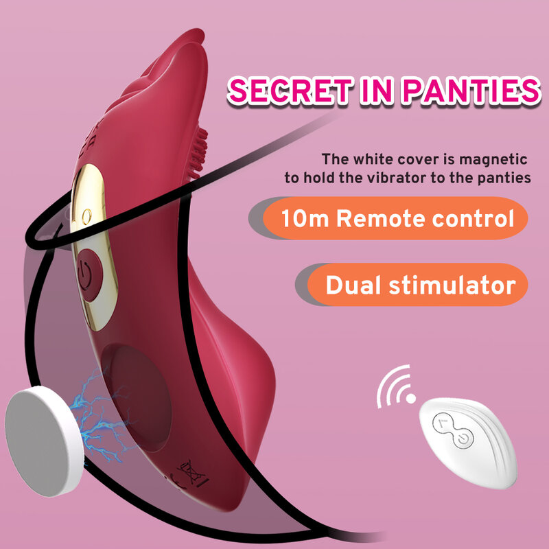 Celana dalam kupu-kupu dapat dipakai dengan klip magnetik Vibrator Mini vagina Stimulator kuat pemijat klitoris mainan seks wanita