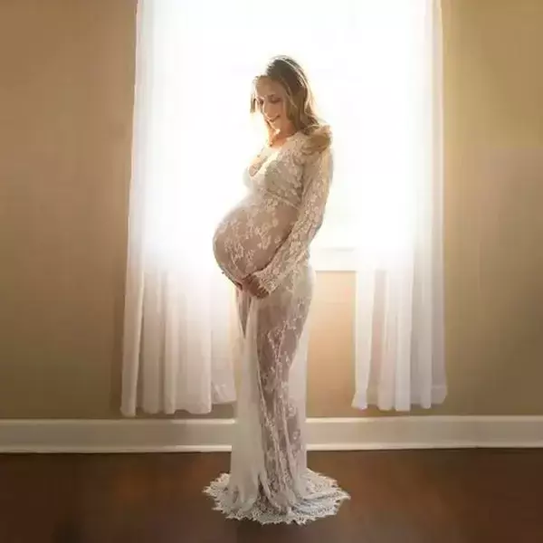 Pregnancy women Dresses lace Photography Props Maxi Maternity Gown Maternity Clothing