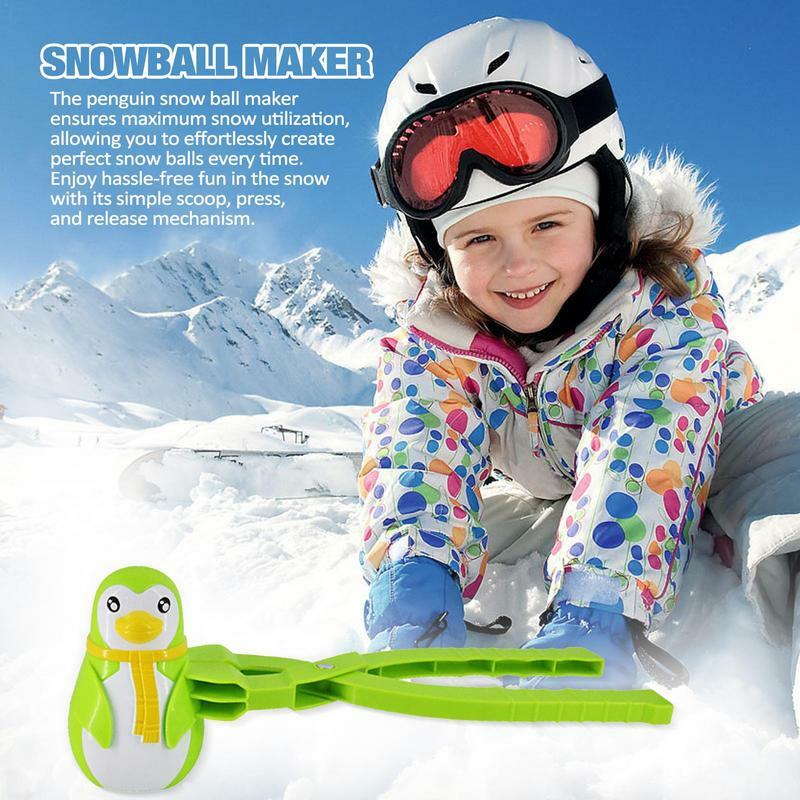 Alat pembentuk bola salju cetakan pembuat bola salju Pinguin berbentuk bola salju tahan lama menebal Aktivitas luar ruangan mainan salju musim dingin dengan