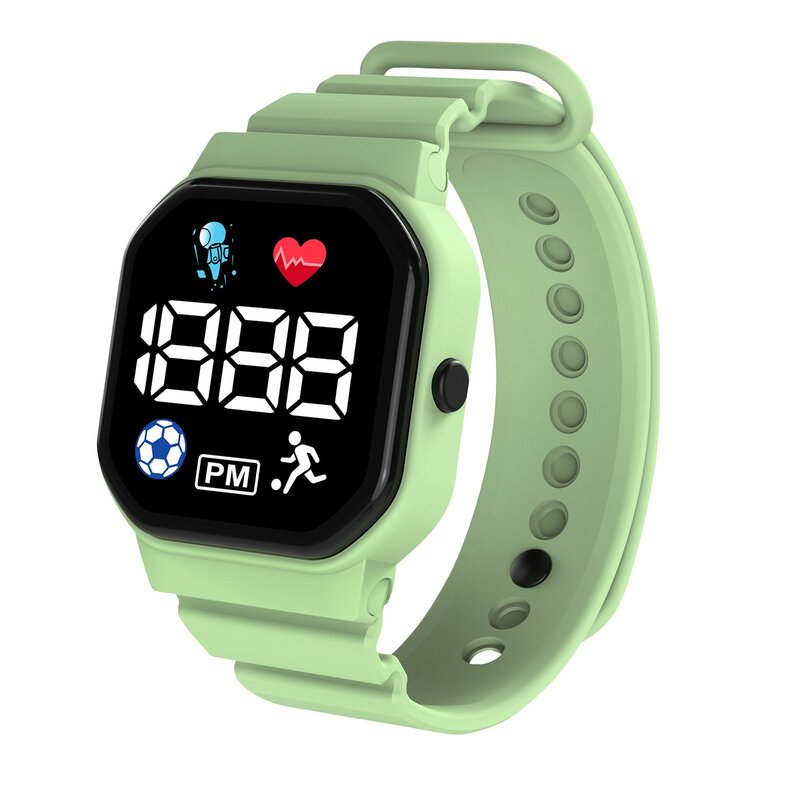 Светодиодные цифровые часы с отображением даты, Детские водонепроницаемые повседневные спортивные наручные часы для активного отдыха, Детские квадратные электронные часы