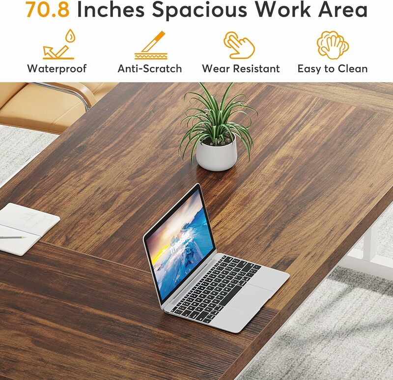 Tribesigns 70.8-Inch Executive Desk, Large Computer Office Desk Workstation, Modern Simple Style Laptop Desk Study Writing Table