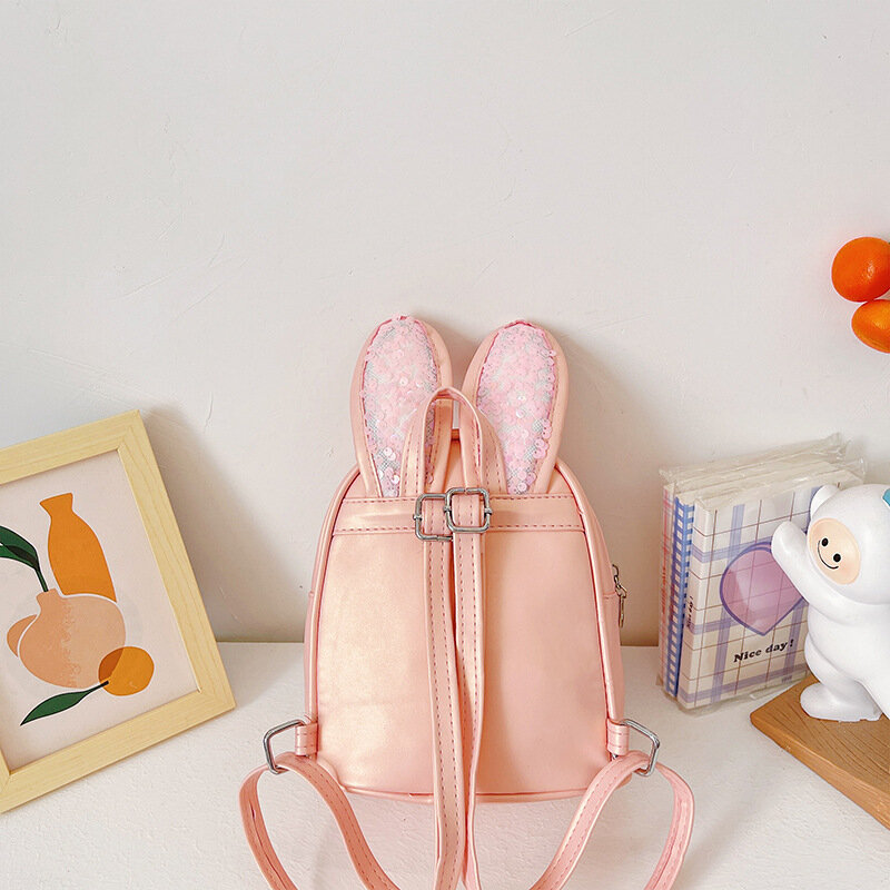 여아용 레이저 PU 배낭 토끼 귀 반짝이 배낭 배낭, 세련된 학교 가방, 어머니 키즈 가방