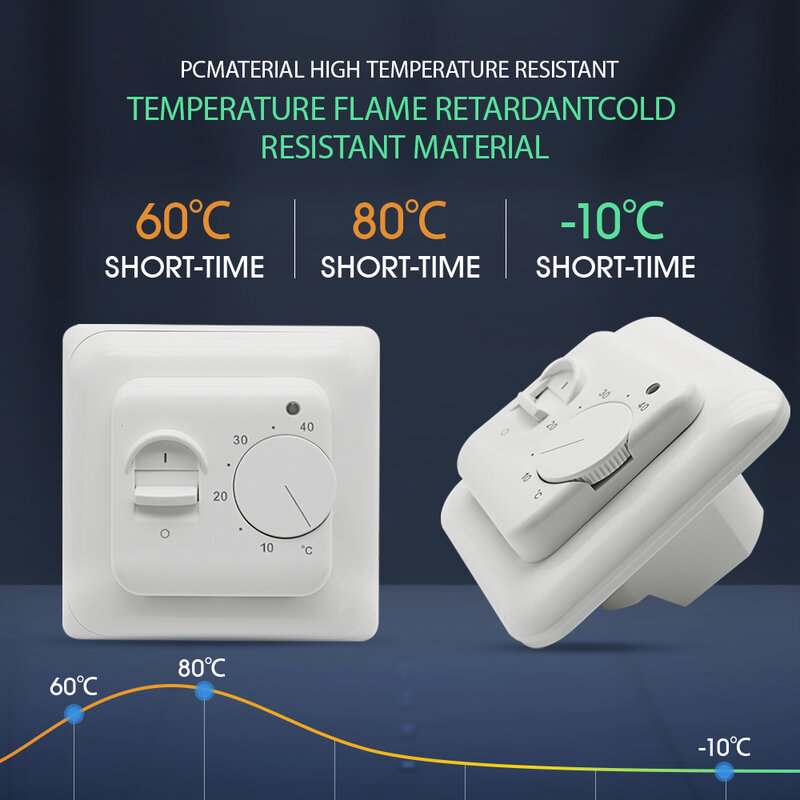 التدفئة الكهربائية الكلمة غرفة ترموستات ، دليل التدفئة الكلمة كابل ، تحكم في درجة الحرارة متر مع الاستشعار ، 220 فولت ، 16A