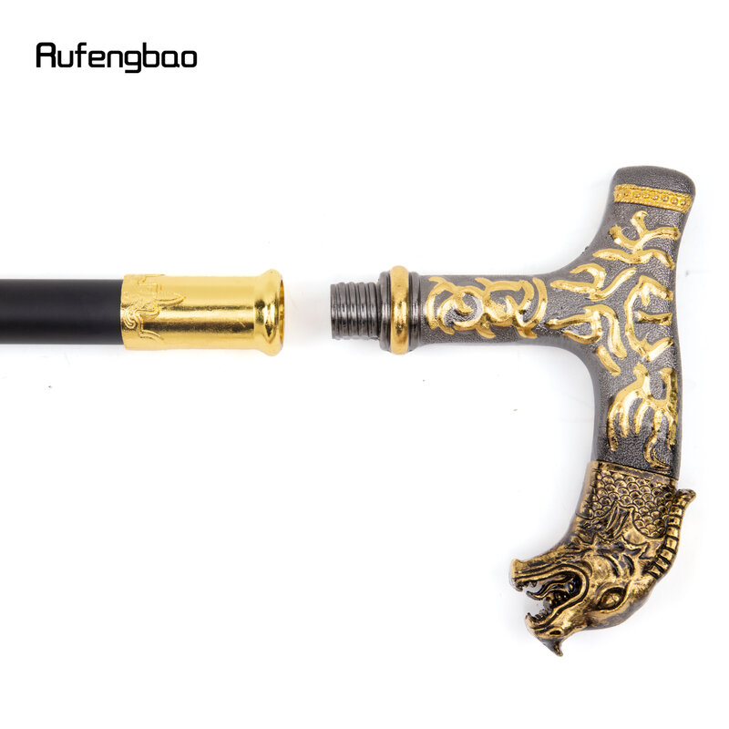 Bastón de lujo con diseño de dragón negro dorado para fiesta, elegante bastón decorativo, perilla de caña, Crosier, 90cm
