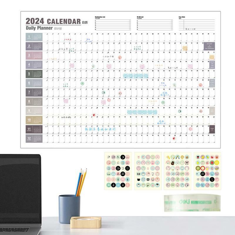 2024 Wall Calendar Poster 12-Month Annual Yearly Wall Planner 2024 Poster Calendars For Wall Work Study Home Wall Planner 2024