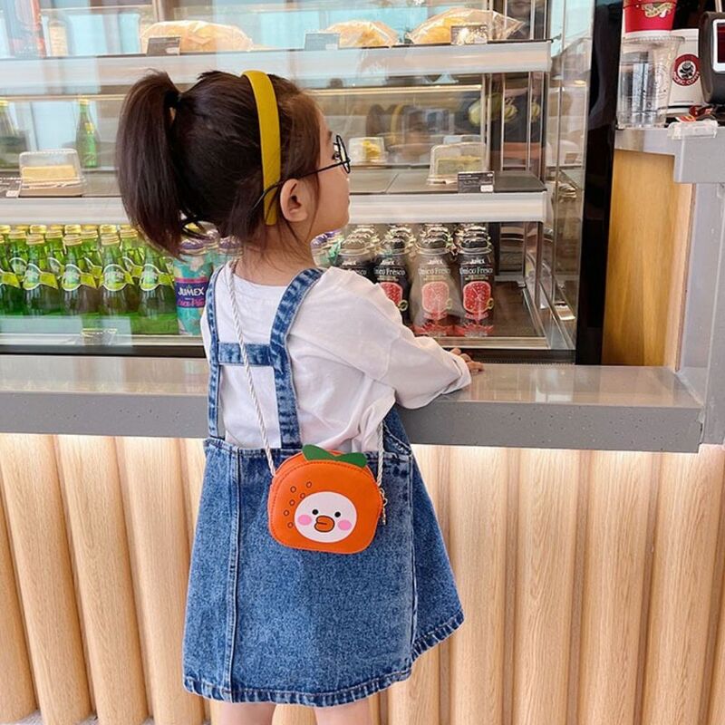 Kawaii Mini Abacaxi Cartoon Coin Purse para crianças, fruta, pêssego, laranja, bolsa de ombro, bolsa crossbody