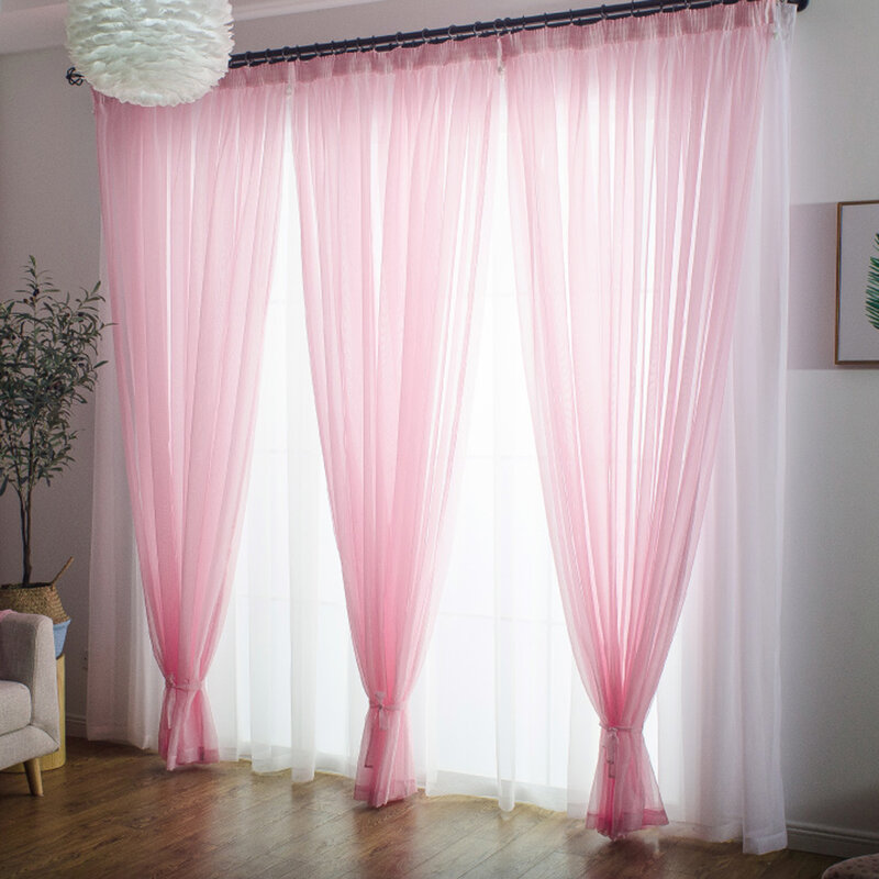 100% ポリエステル固体薄手ボイルカーテンフレンチドアマルチカラー窓チュールカーテンリビングルームのバルコニーの装飾cortinas 5