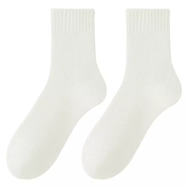 ถุงเท้าขนสัตว์เทอร์รี่หนาสำหรับผู้หญิงถุงเท้าครึ่งน่องสำหรับฤดูใบไม้ร่วงและฤดูหนาว