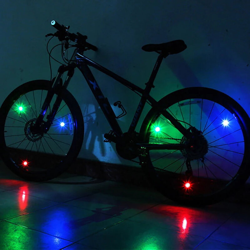 Lampu LED sepeda anti air, lampu LED sepeda, lampu roda sepeda, mudah dipasang, lampu peringatan keselamatan ban dengan baterai