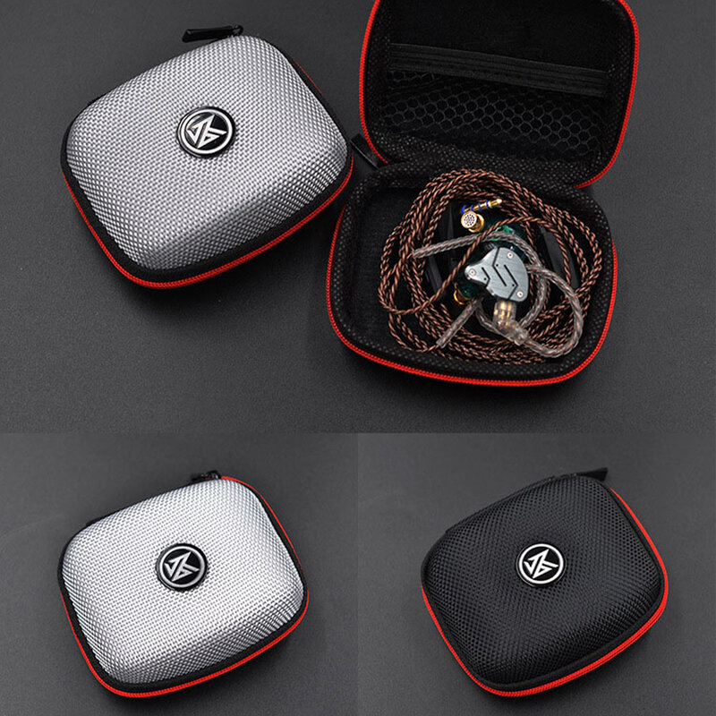 KZ-estuche cuadrado para auriculares, estuche de compresión portátil, bolsa de almacenamiento EVA con cremallera y organizador de logotipo