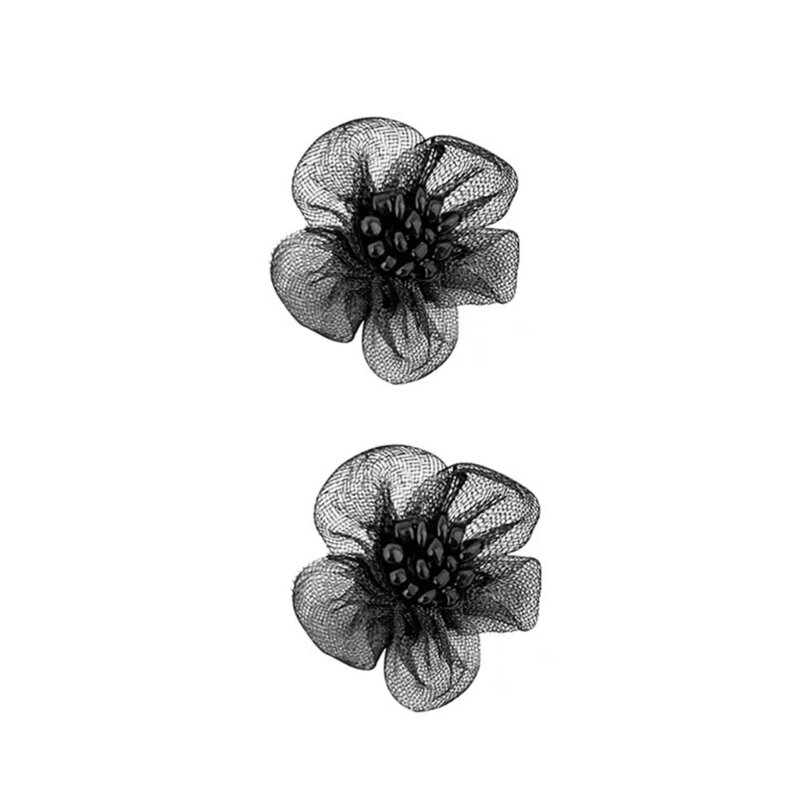 652F – boucles d'oreilles florales faites à main, en forme Rose, en tissu élégant, en forme goutte, bijoux d'ornement