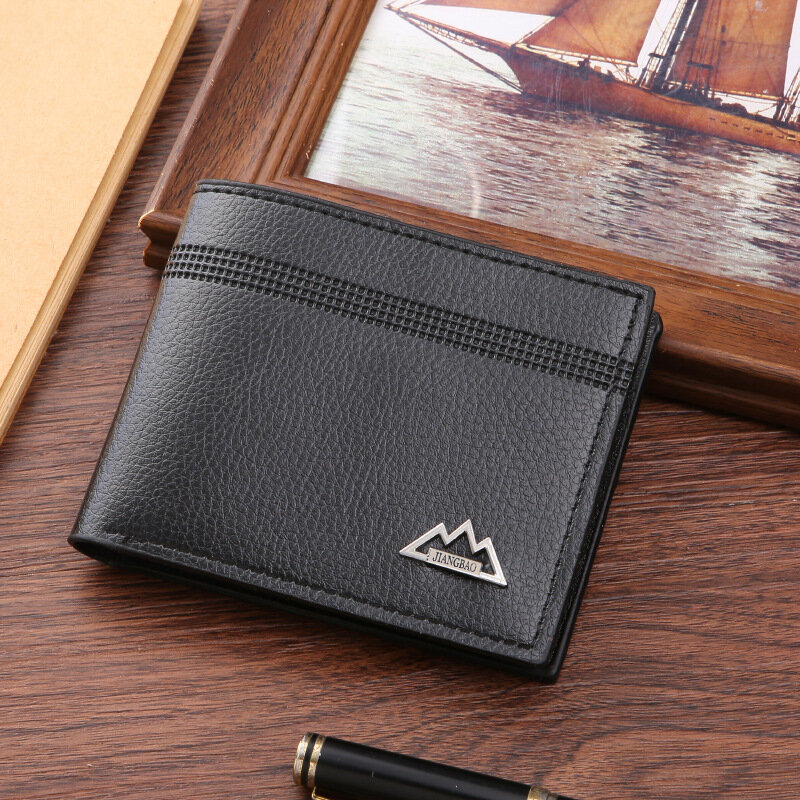 Nowy męski portfel krótki duża pojemność modna Retro składana torba spersonalizowany zamek wiele kart łańcuszek
