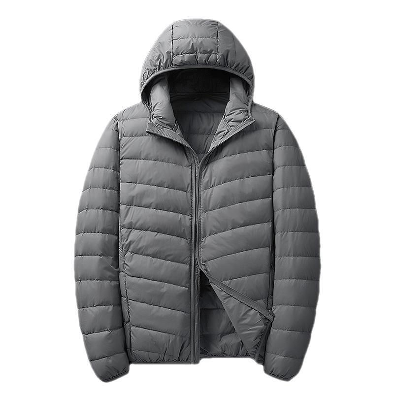 2024 autunno e inverno nuova moda giacca con cappuccio da uomo leggero sottile piumino alla moda Casual cento maniche lunghe con zip intera