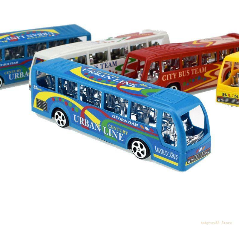 Y4ud 5.5in bebê puxar para trás carro ônibus modelo brinquedo inércia para jogar veículo mini fricção cidade ônibus carro para +