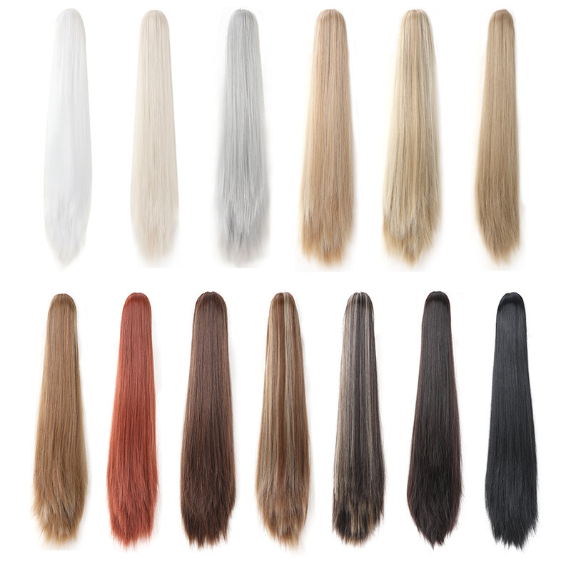 Straight Long Pony Tail Claw Clip peruca para as mulheres, peruca sintética, rabo de cavalo extensão, natural, macio, alta qualidade
